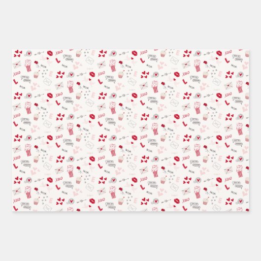 Valentijnsdag roze rood inpakpapier vel (Voorkant)
