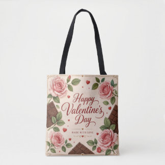 Valentijnsdag Roze Rozen Chocoladerepen Draagtas