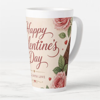 Valentijnsdag Roze Rozen Chocoladerepen Latte Mok