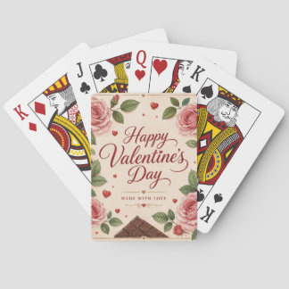 Valentijnsdag Roze Rozen Chocoladerepen Pokerkaarten