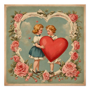 Valentijnsdag Roze Rozen Perfect Poster