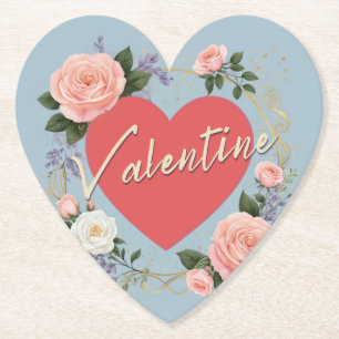 Valentijnsdag Roze Rozen Romantische Liefde Hart Kartonnen Onderzetters