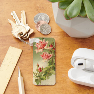 Valentijnsdag Roze Victoriaans Roos van de tuin Sleutelhanger