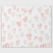 Valentijnsdag Roze Waterverf Harten Cadeaupapier (Vlak)