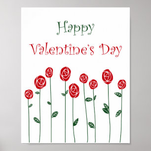 Valentijnsdag Rozen Ostrich Love Romance Flower Poster