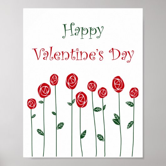 Valentijnsdag Rozen Ostrich Love Romance Flower Poster (Voorkant)