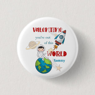 Valentijnsdag ruimte uit deze wereld ronde button 3,2 cm