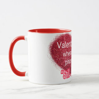 Valentijnsdag sarcastext op hart voor singles mok
