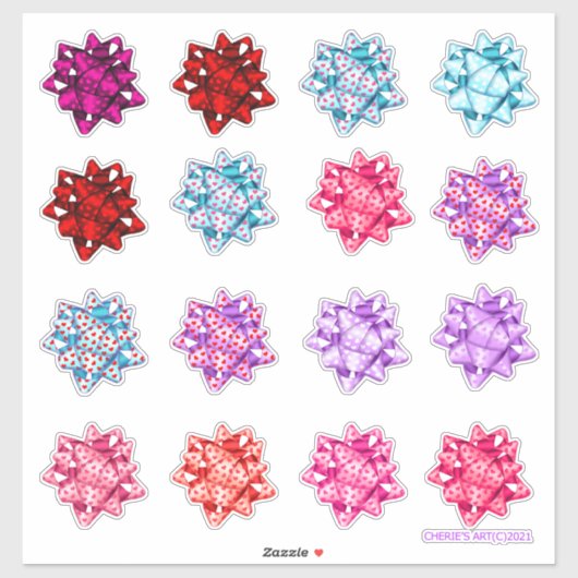 Valentijnsdag Satin Hearts Bows Sticker (Vel)