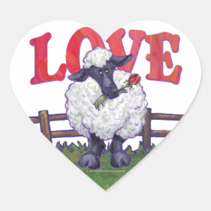 Valentijnsdag schapen hart sticker
