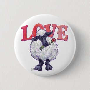 Valentijnsdag schapen ronde button 5,7 cm