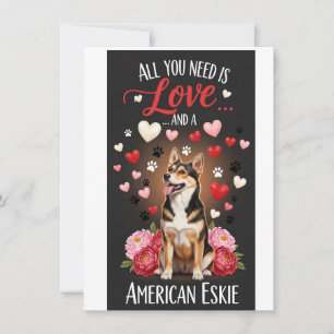Valentijnsdag Schattige Amerikaanse Eskie Foto Knu Feestdagenkaart