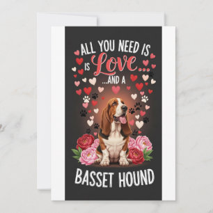Valentijnsdag schattige basset hound Foto knuffel Feestdagenkaart