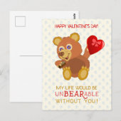 Valentijnsdag Schattige Beer ondraaglijke woordgra Briefkaart (Voorkant / Achterkant)