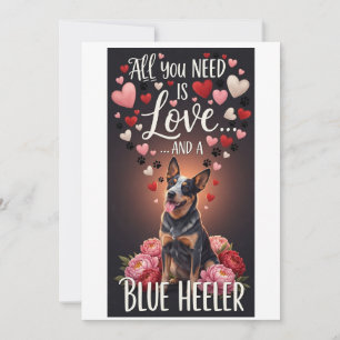 Valentijnsdag Schattige blue heeler Foto Knuffel Feestdagenkaart