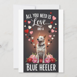 Valentijnsdag Schattige blue heeler Foto knuffele Feestdagenkaart