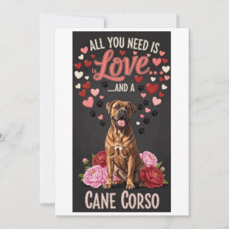 Valentijnsdag schattige cane corso hond Foto   Feestdagenkaart