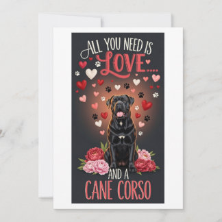 Valentijnsdag schattige cane corso hond Foto   Feestdagenkaart