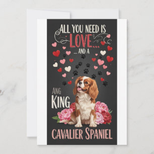 Valentijnsdag Schattige cavalier spaniel hond Foto Feestdagenkaart