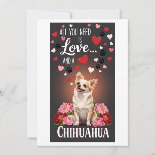 Valentijnsdag Schattige Chihuahua Foto knuffel Feestdagenkaart