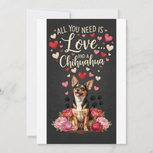 Valentijnsdag Schattige Chihuahua-hond Foto knuffe Feestdagenkaart