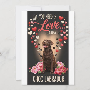 Valentijnsdag schattige chocolade labrador hond Fo Feestdagenkaart