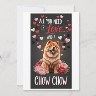 Valentijnsdag Schattige chow chow hond Foto knuffe Feestdagenkaart