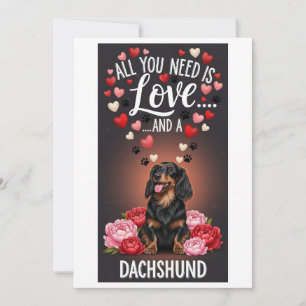 Valentijnsdag Schattige dachshund Foto Knuffelen Feestdagenkaart