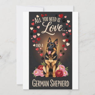Valentijnsdag Schattige Duitse herder Foto knuffel Feestdagenkaart