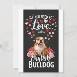 Valentijnsdag Schattige Engelse buldog  Foto   Feestdagenkaart