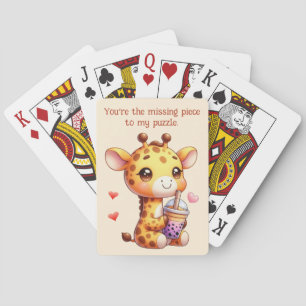 Valentijnsdag Schattige Giraffe Love Boba Pokerkaarten