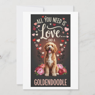Valentijnsdag Schattige goldendoodle Foto Knuffel Feestdagenkaart