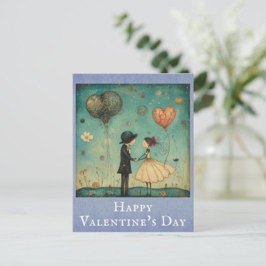 Valentijnsdag Schattige grillig paar Briefkaart (Staand voorkant)