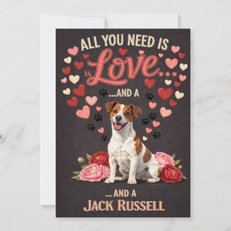 Valentijnsdag schattige jack russell hond Foto   Feestdagenkaart