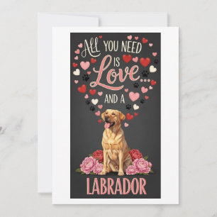 Valentijnsdag Schattige labrador Foto Knuffel Feestdagenkaart
