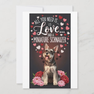 Valentijnsdag Schattige miniatuur schnauzer Foto Feestdagenkaart