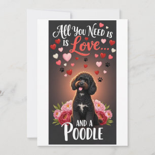 Valentijnsdag Schattige poedel Foto knuffelen Feestdagenkaart