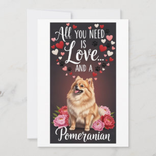 Valentijnsdag Schattige pomeranian Foto Knuffel Feestdagenkaart