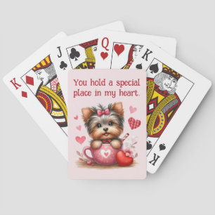 Valentijnsdag Schattige Yorkshire Terrier Hond Pokerkaarten