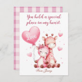 Valentijnsdag Schattigee Giraffes Holding Liefdesb Feestdagenkaart (Voorkant / Achterkant)