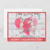 Valentijnsdag Schattigee rustieke konijn konijn Briefkaart (Voorkant / Achterkant)