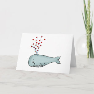 Valentijnsdag - Schattigee walvis met hart Feestdagen Kaart
