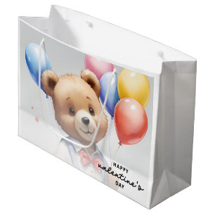 Valentijnsdag Schattigee Waterverf Beer met ballon Groot Cadeauzakje