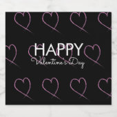 Valentijnsdag Scribble Hearts roze zwart Sparkling Wijnetiket (Enkel label)