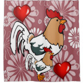 Valentijnsdag Shower Curtain, Chicken Douchegordijn (Voorkant)