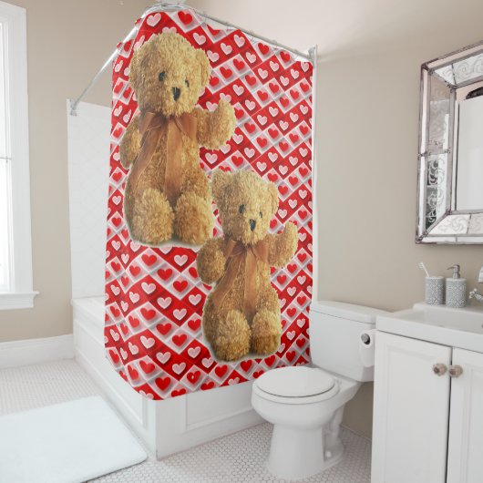 Valentijnsdag Shower Curtain, Teddy Bear Douchegordijn (In situ)