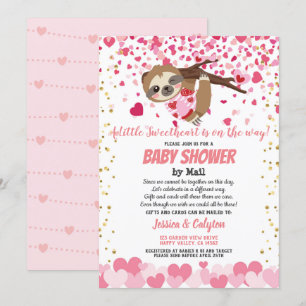 Valentijnsdag Sloth Girl Baby shower per post roze Kaart
