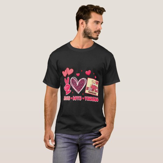Valentijnsdag SLP Spraak Patholoog Peace Love V T-shirt (Voorkant volledig)