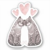 Valentijnsdag Sneeuwluipaarden Sticker (Voorkant)