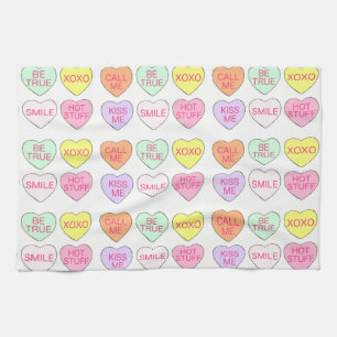 Valentijnsdag Snoep Conversatie Hart Theedoek